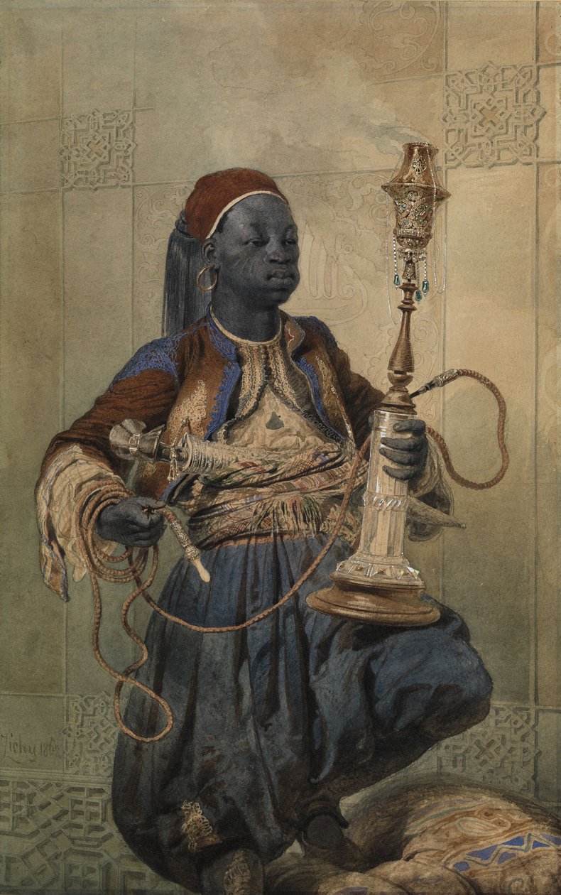 Núbiai vízipipával, 1862 alkotó: Mihaly von Zichy