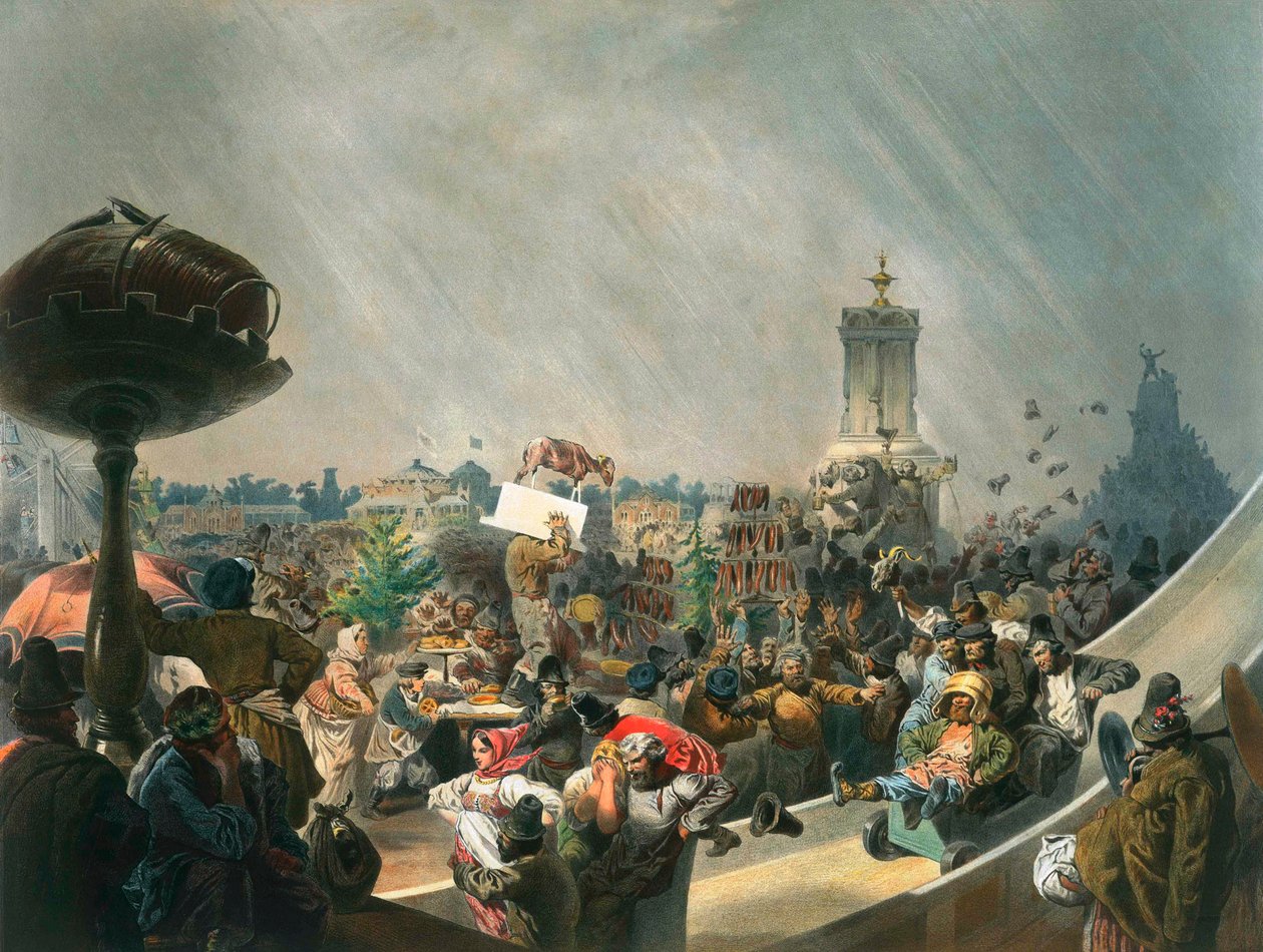 II. Sándor cár megkoronázását követő nyilvános ünnepségek, Khodynka Field, Moszkva, 1856. alkotó: Mihaly von Zichy