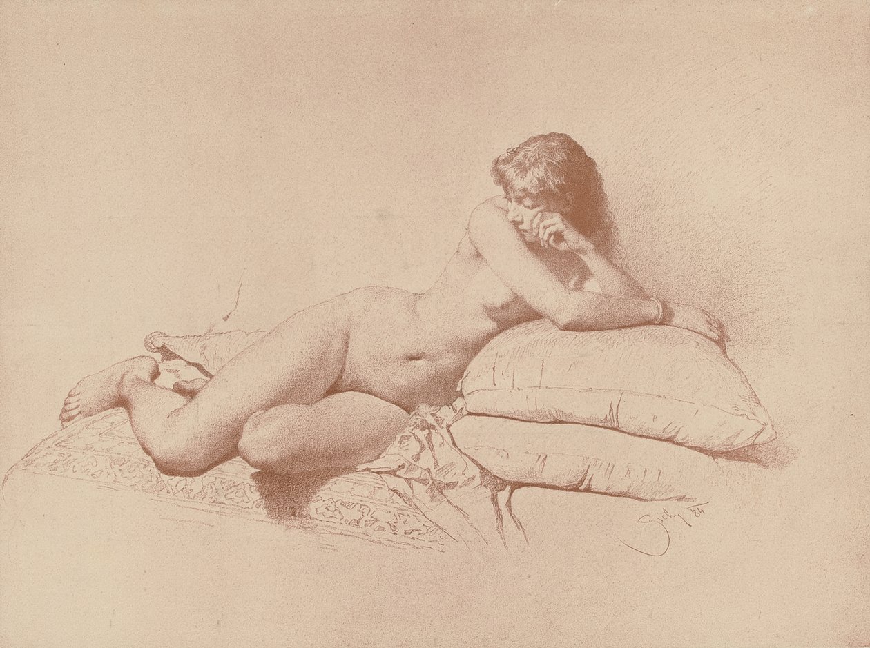 Tanulmány egy fekvő női aktról, 1885 alkotó: Mihaly von Zichy