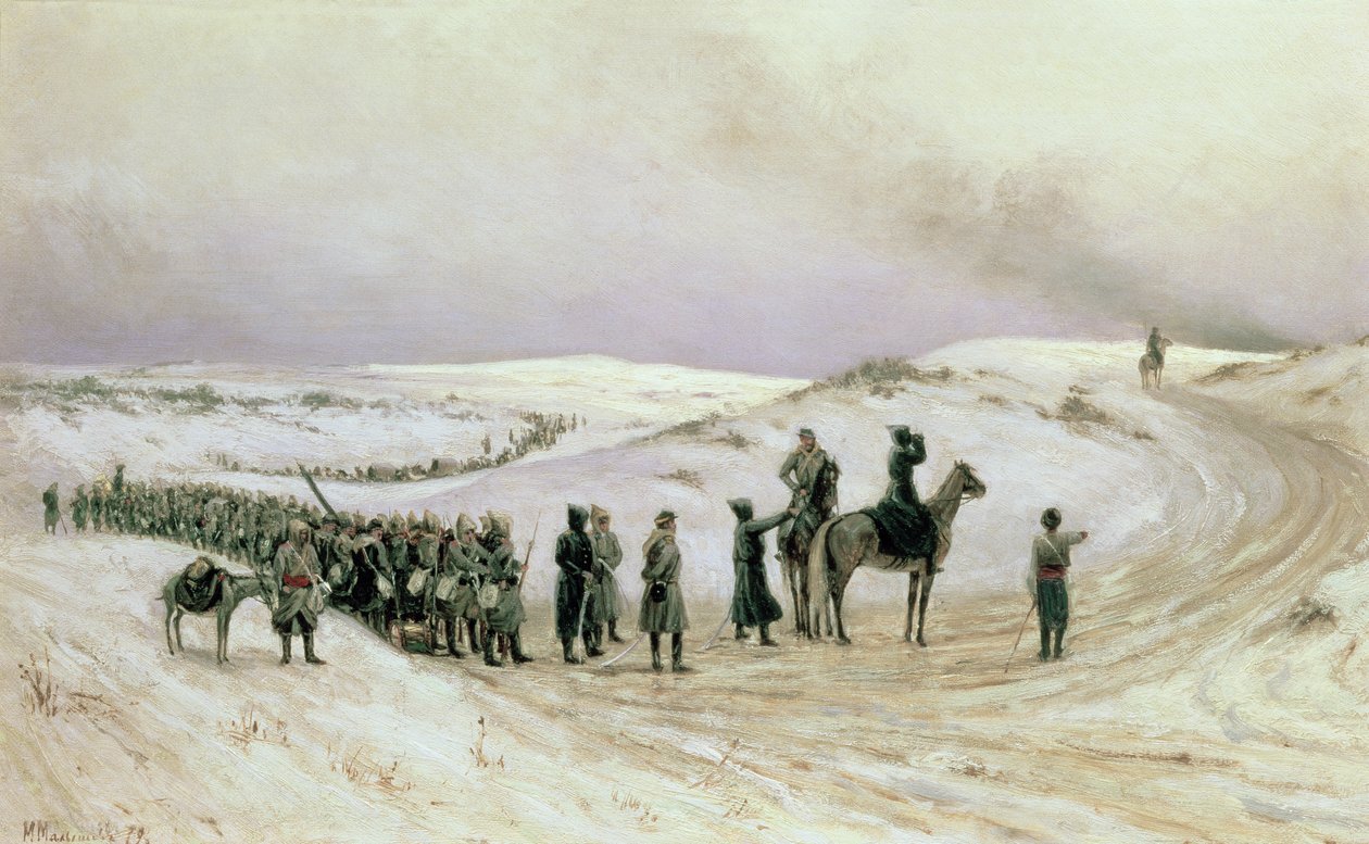 Bulgária, jelenet az 1877-78-as orosz-török háborúból, 1879 alkotó: Mikhail Georgievich Malyshev