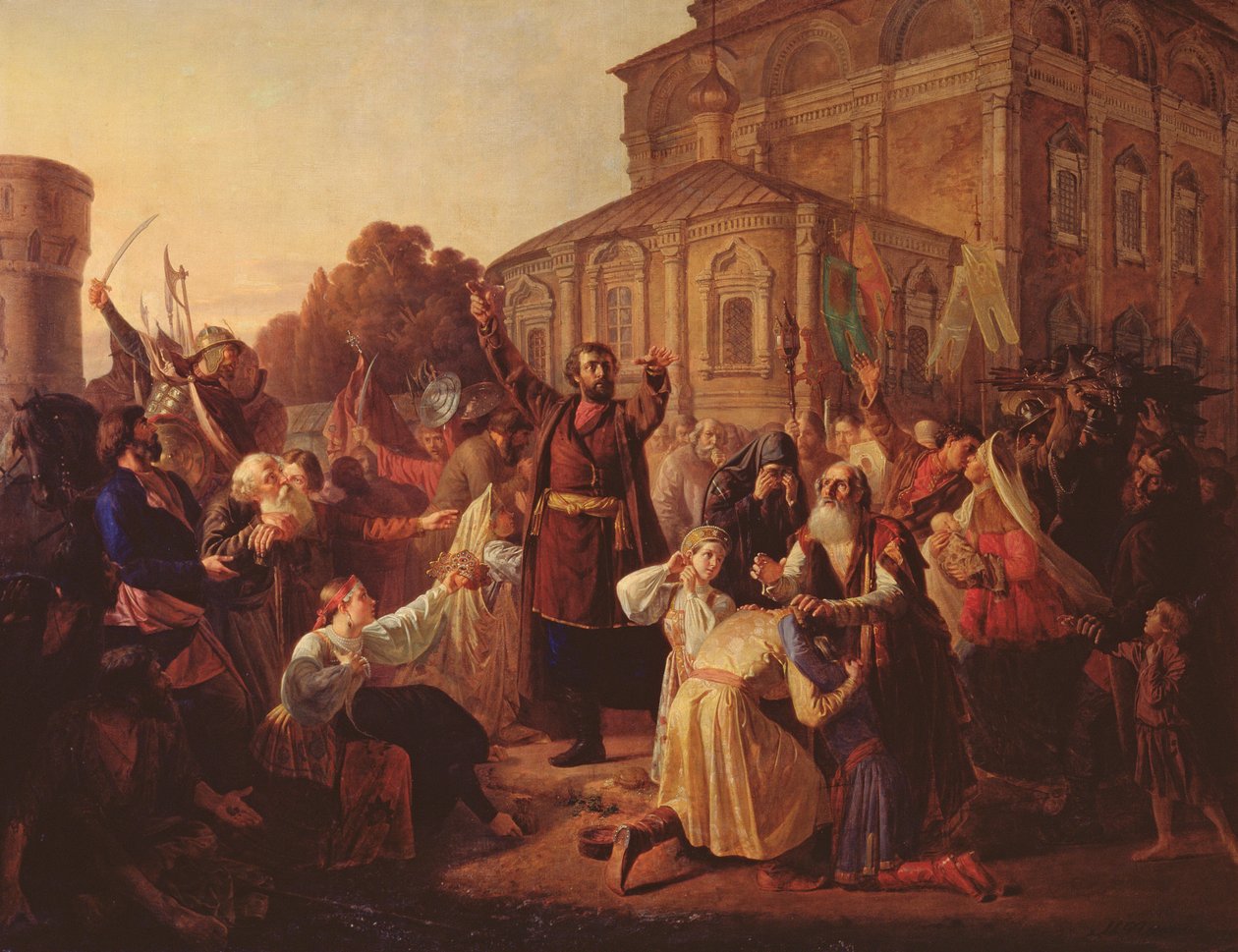 Mini (megh. 1616) a novgorodiakhoz fordul 1611-ben, 1861-ben alkotó: Mikhail Ivanovich Peskov