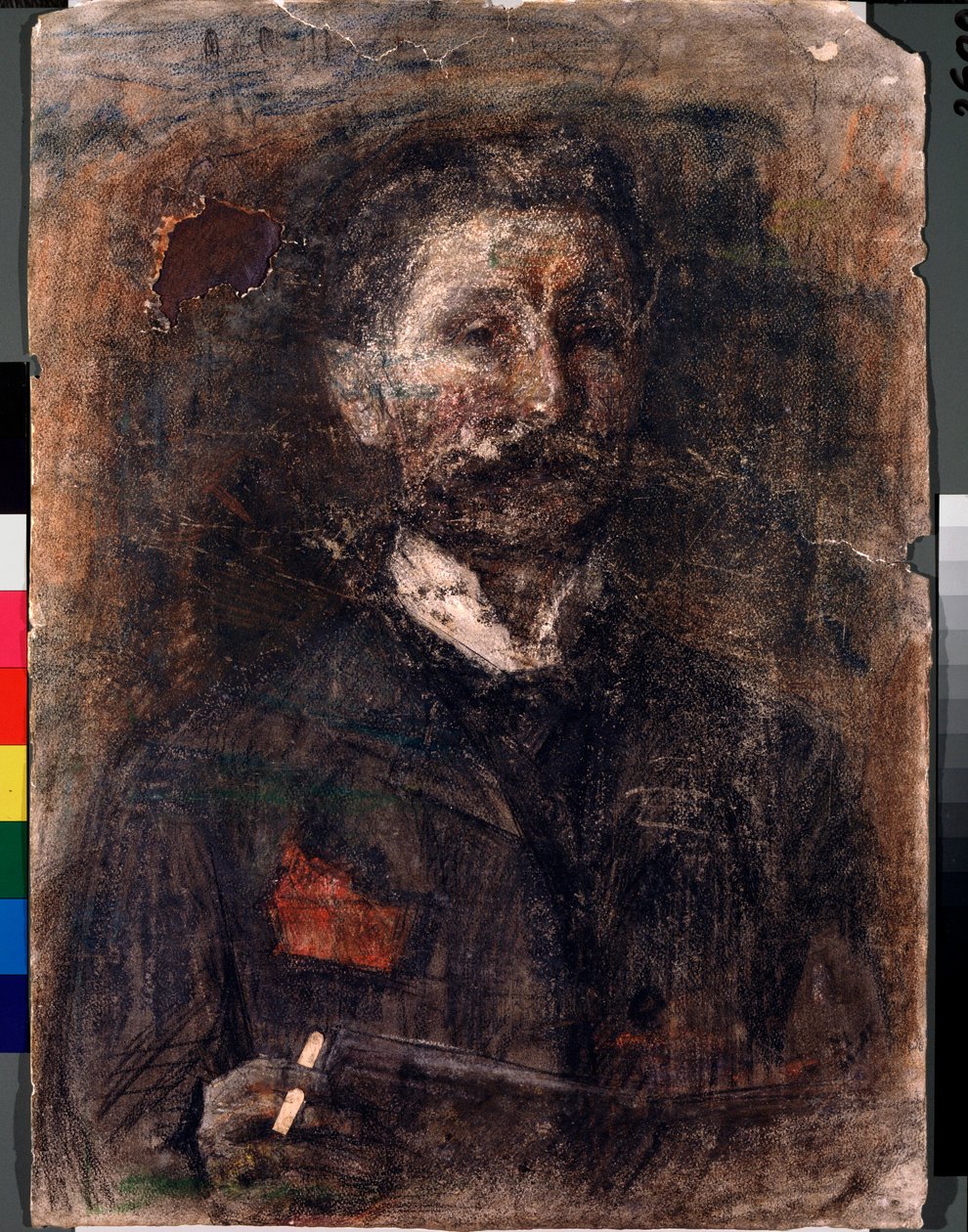 Autoportré (önarckép) – Mihail Alekszandrovics Vrubel (Vrubel) (1856-1910) munkája, szén, pasztell és szangvinikus kartonon alkotó: Mikhail Aleksandrovich Vrubel