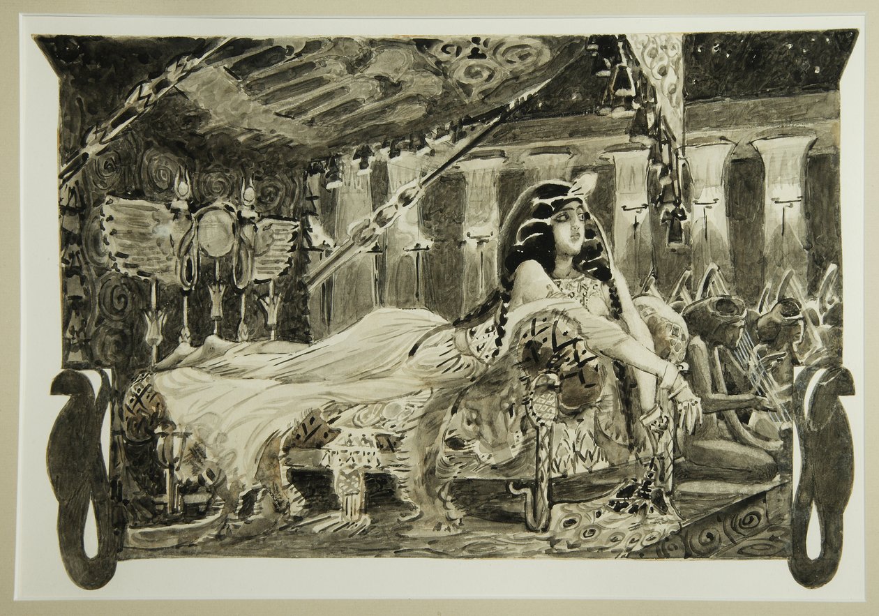 Kleopátra az ágyon, 1899 alkotó: Mikhail Aleksandrovich Vrubel