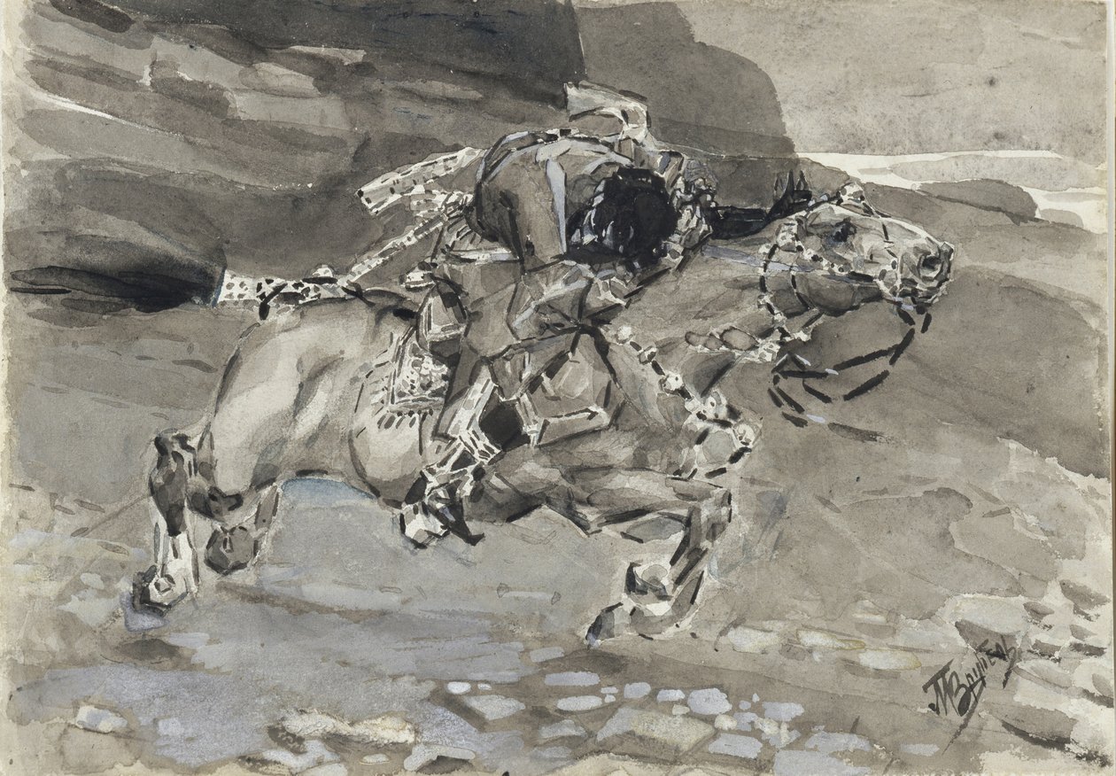 Lovas. Illusztráció Mihail Lermontov A démon című verséhez, 1890-1891 alkotó: Mikhail Aleksandrovich Vrubel