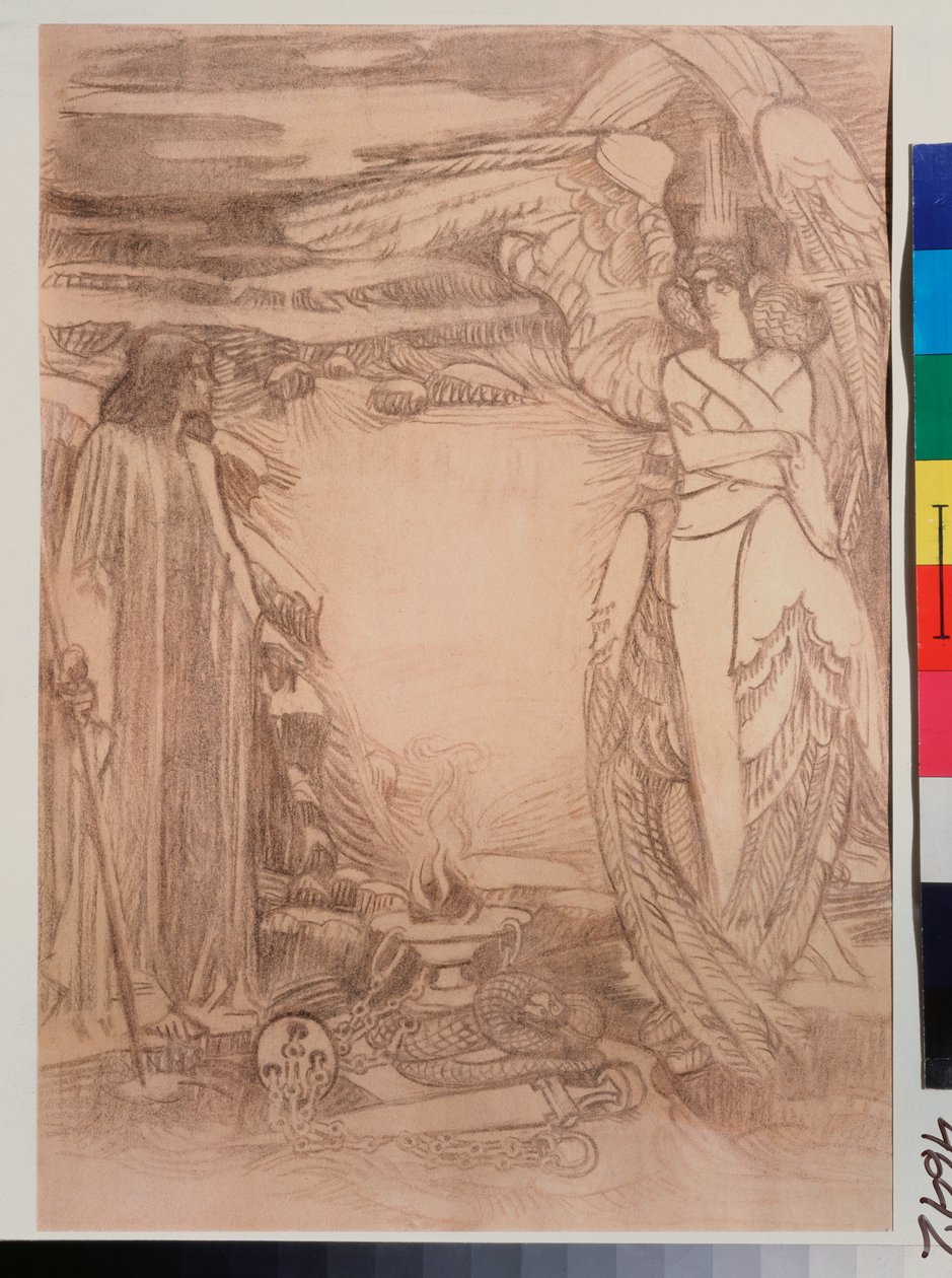 Illustration pour le poeme de Alexandre Pouchkine próféta (1799-1837) (Puskin Próféta című versének illusztrációja) - Mihail Alekszandrovics Vrubel (Vrubel) rajza (1856-1910), szangvinikus papíron alkotó: Mikhail Aleksandrovich Vrubel