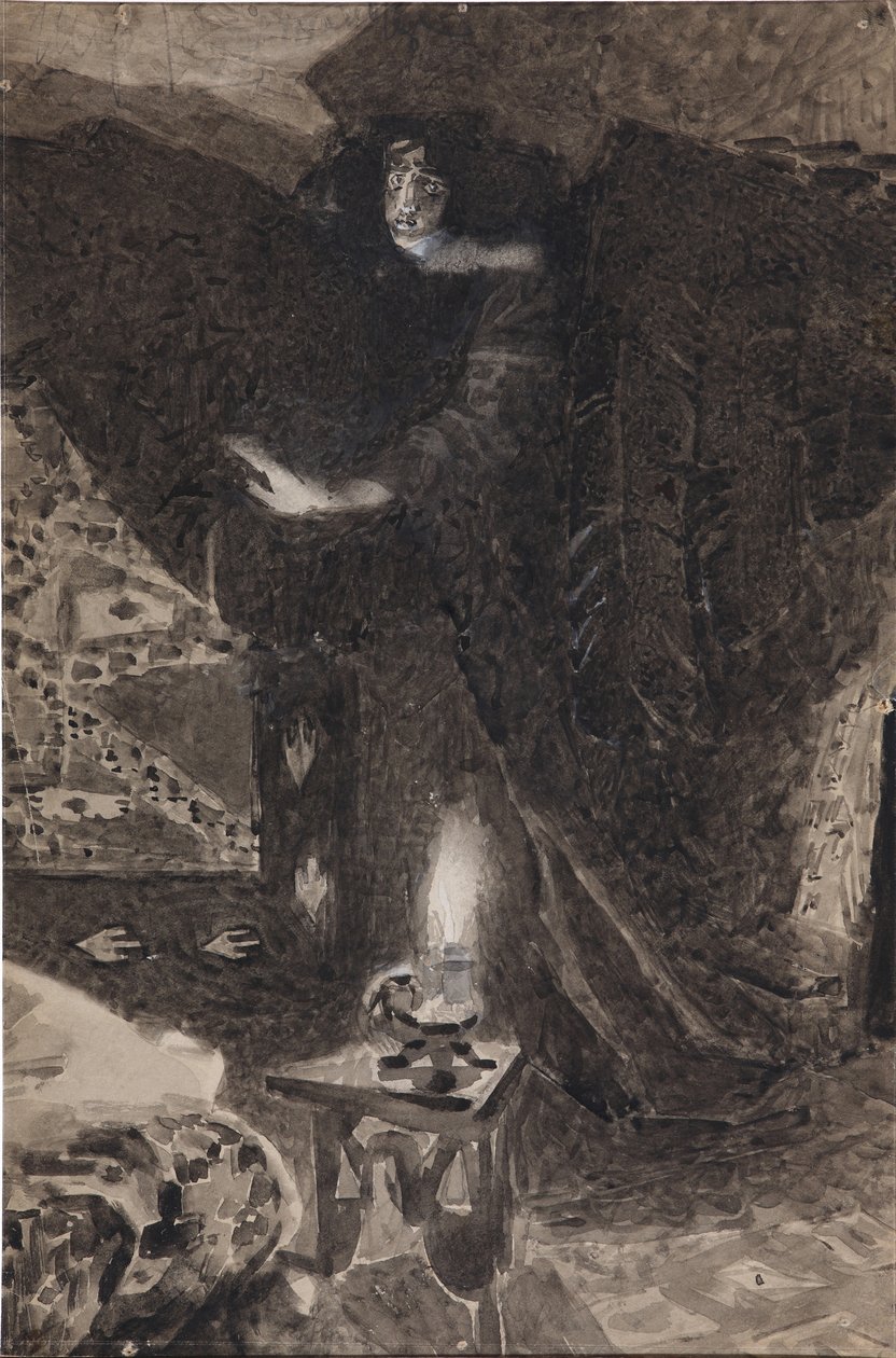 Illusztráció Mihail Lermontov A démon című verséhez, 1890-1900 alkotó: Mikhail Aleksandrovich Vrubel