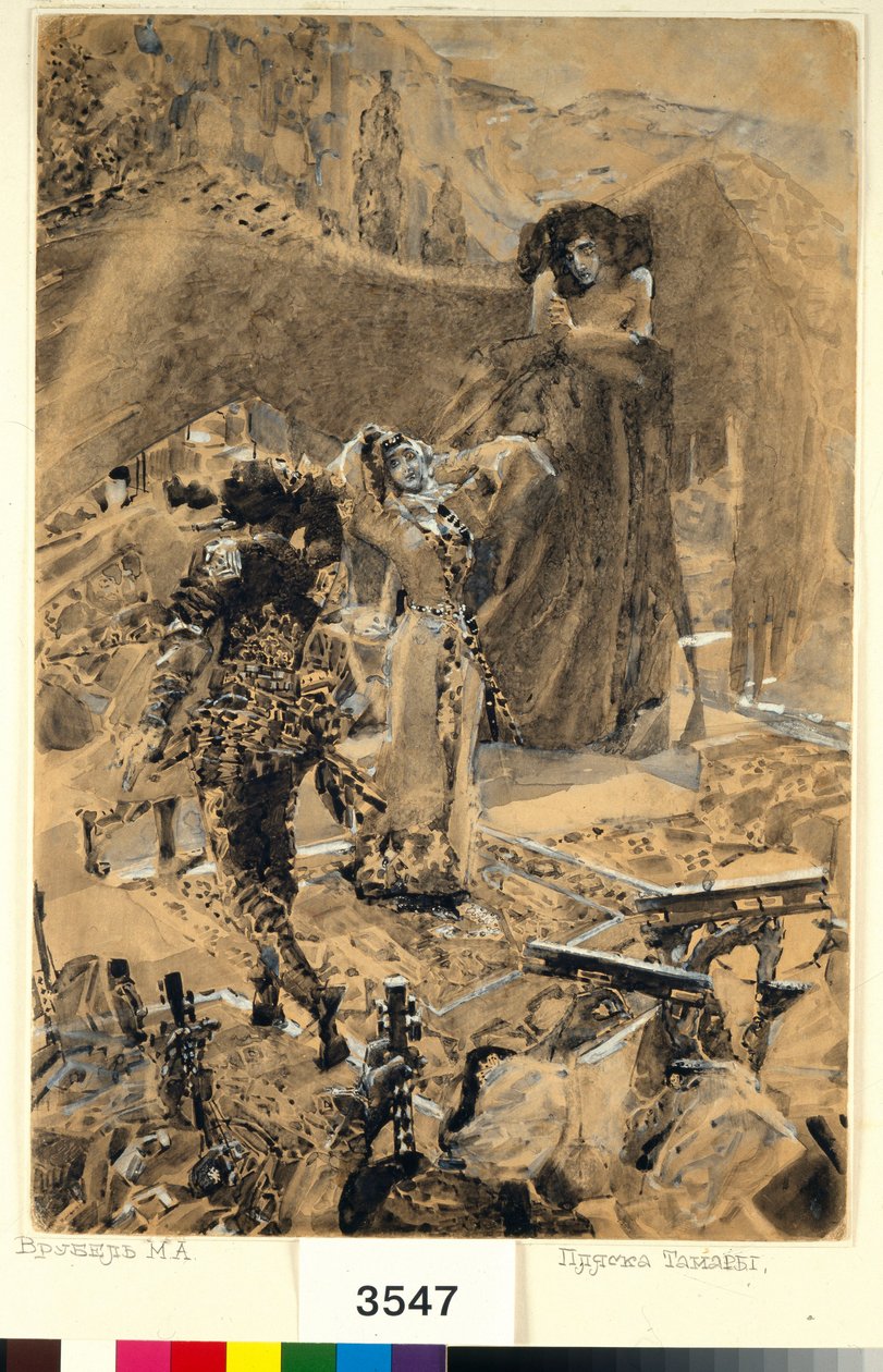 Tamara tánca - Illusztráció Mihail Lermontov (1814-1841) "A démon" című verséből - Mihail Alekszandrovics Vrubel (Vrubel) (1856-1910) alkotása alkotó: Mikhail Aleksandrovich Vrubel