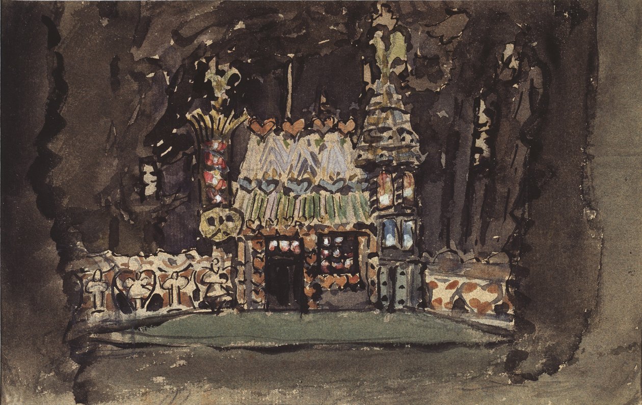 Színpadterve E. Humperdinck Hansel und Gretel című operájához, 1895 alkotó: Mikhail Aleksandrovich Vrubel