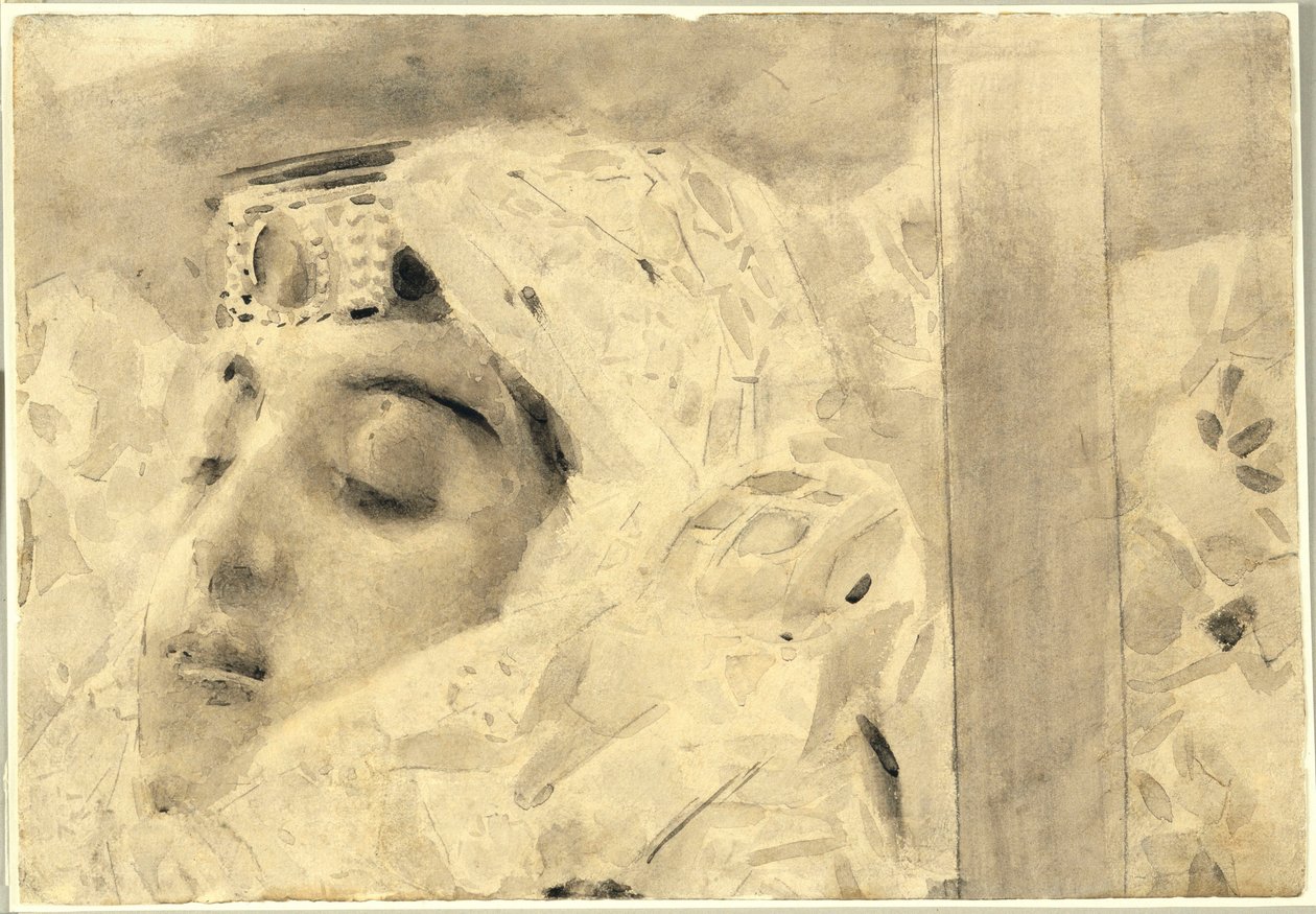 Tamara a koporsóban - Illusztráció Mihail Lermontov (1814-1841) "A démon" című verséből - Mihail Alekszandrovics Vrubel (Vrubel) (1856-1910) alkotása alkotó: Mikhail Aleksandrovich Vrubel