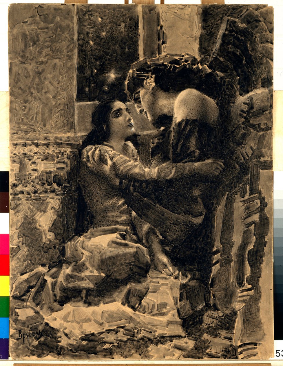 Tamara és a démon - Illusztráció Mihail Lermontov (1814-1841) "A démon" című verséből - Mihail Alekszandrovics Vrubel (Vrubel) (1856-1910) alkotása alkotó: Mikhail Aleksandrovich Vrubel