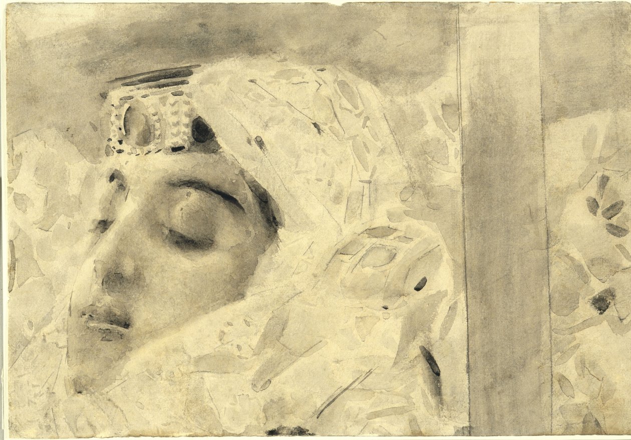 Tamara a koporsóban. Illusztráció Mihail Lermontov A démon című verséhez, 1890-1891 alkotó: Mikhail Aleksandrovich Vrubel