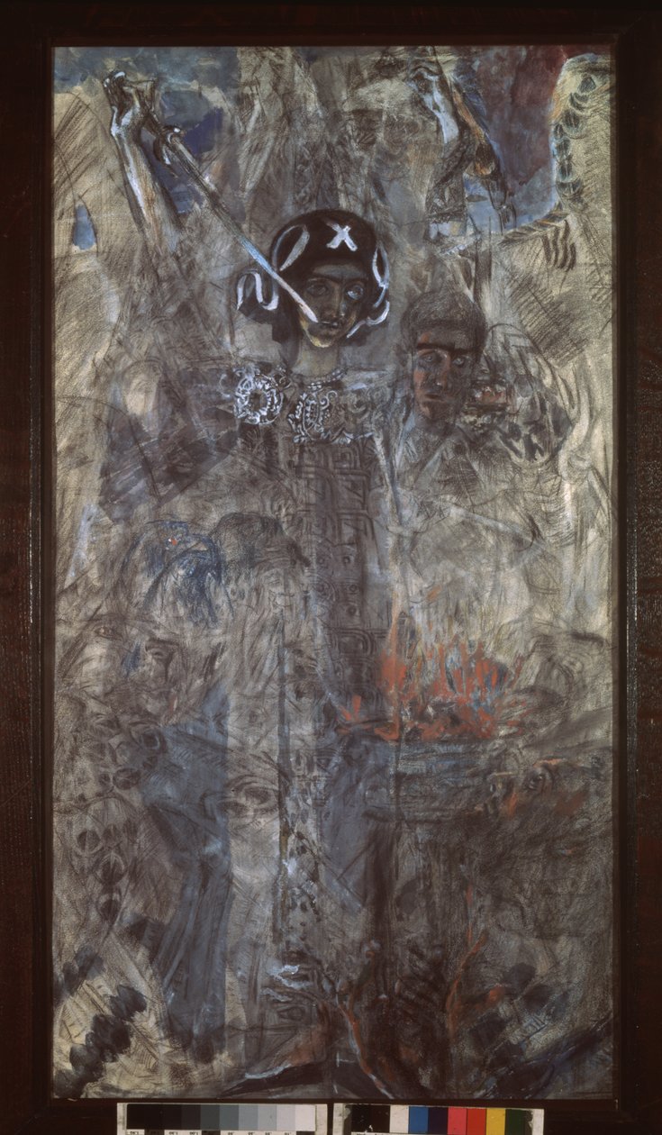 Ezékiel próféta látomása, 1905 (szén, wc és gouache kartonon) alkotó: Mikhail Aleksandrovich Vrubel