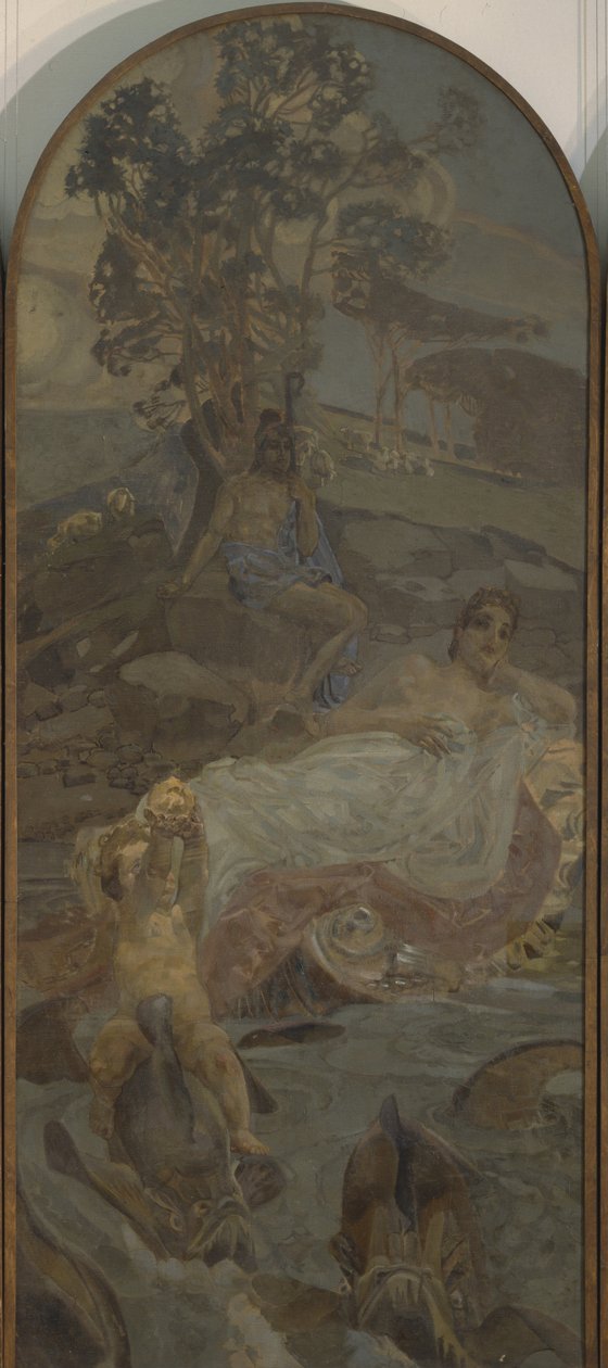 Vénusz, Ámor és Párizsi Triptichon Párizs ítélete, központi rész, 1893 alkotó: Mikhail Aleksandrovich Vrubel