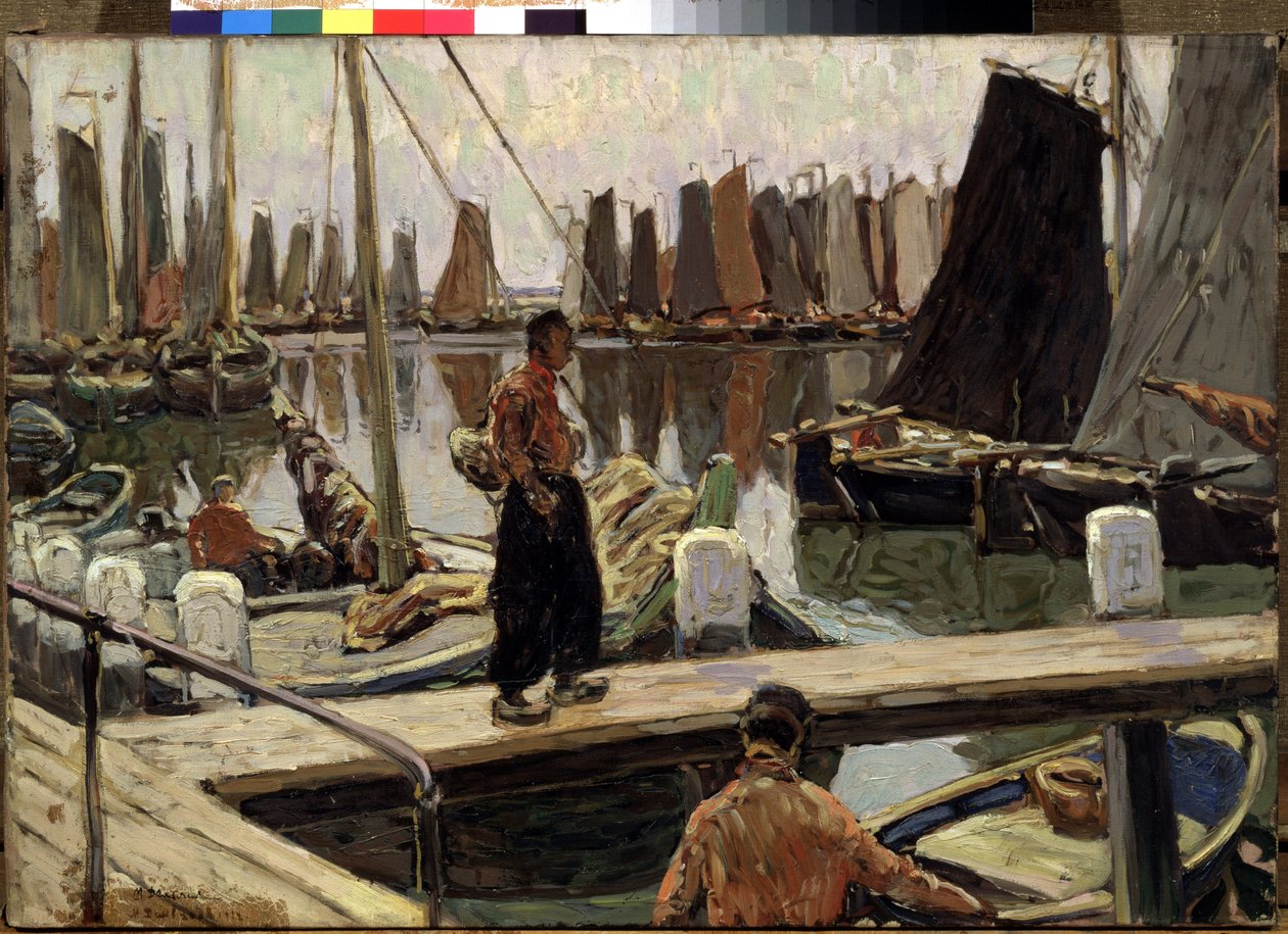 Vitorlás, csend (Vitorlás, nyugalom). Mihail Alekszandrovics Demjanov (1873-1913) festménye. Olajfestmény alkotó: Mikhail Alexandrovich Demianov