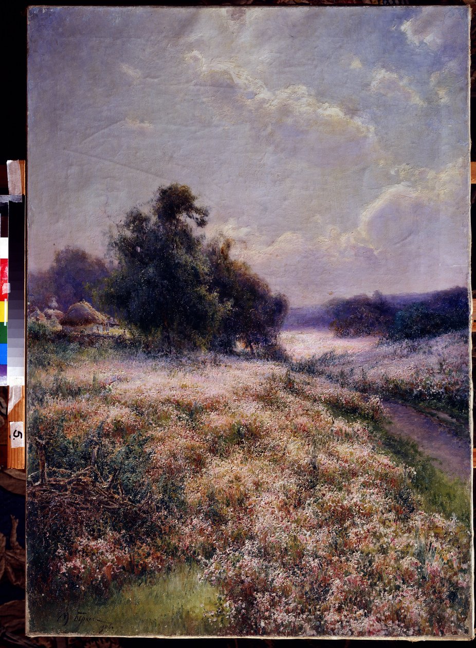 Virágzó rét (Blooming Meadow). Mihail Andrejevics Berkos (1861-1919) festménye. Olajfestmény alkotó: Mikhail Andreyevich Berkos