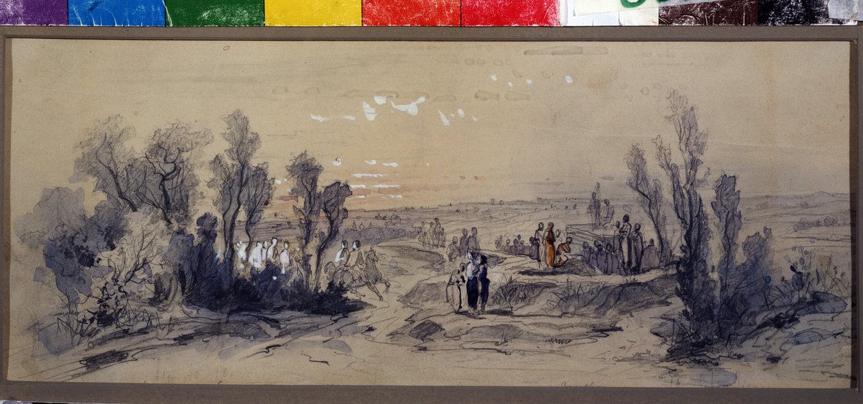 Piotr Ilitch Csajkovszkij (1840-1893) „Mazepa” című operájának függönyterve (P. Csajkovszkij „Mazepa” című operájának függönyterve). Mihail Iljics Bocsarov (1831-1895) munkája. Akvarell papíron alkotó: Mikhail Ilyich Bocharov