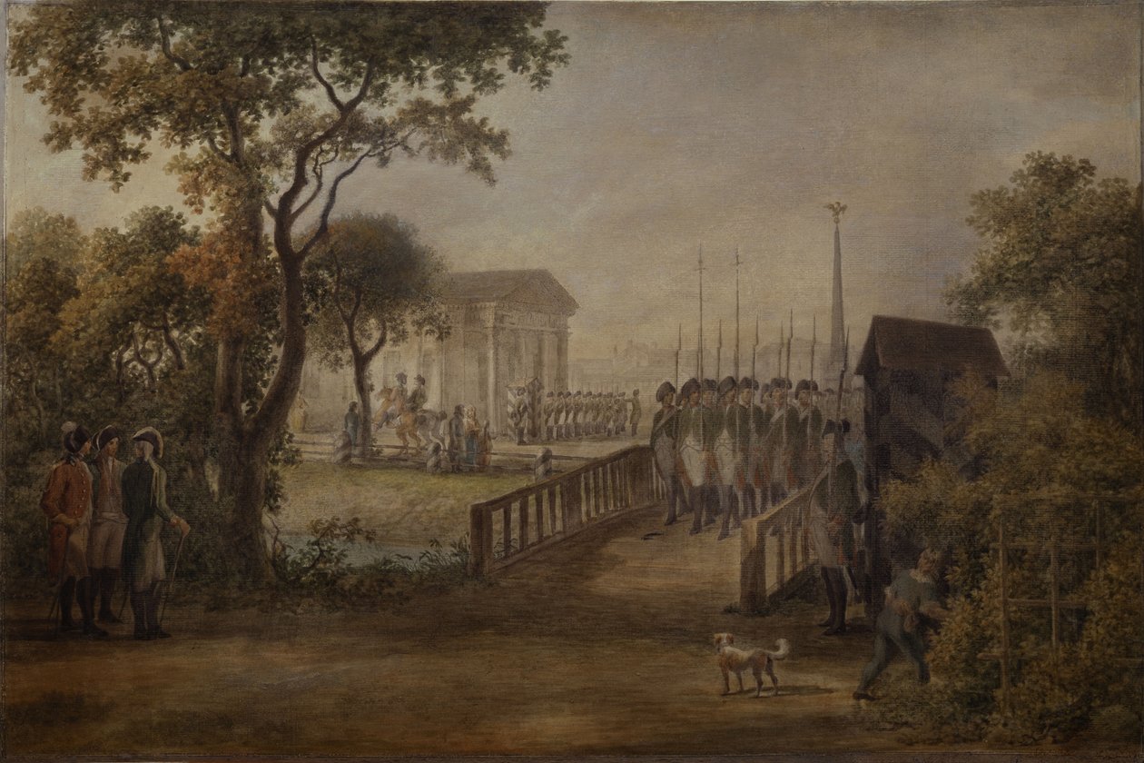 Őrségváltás a szentpétervári cári réten, 1799 alkotó: Mikhail Matveevich Ivanov