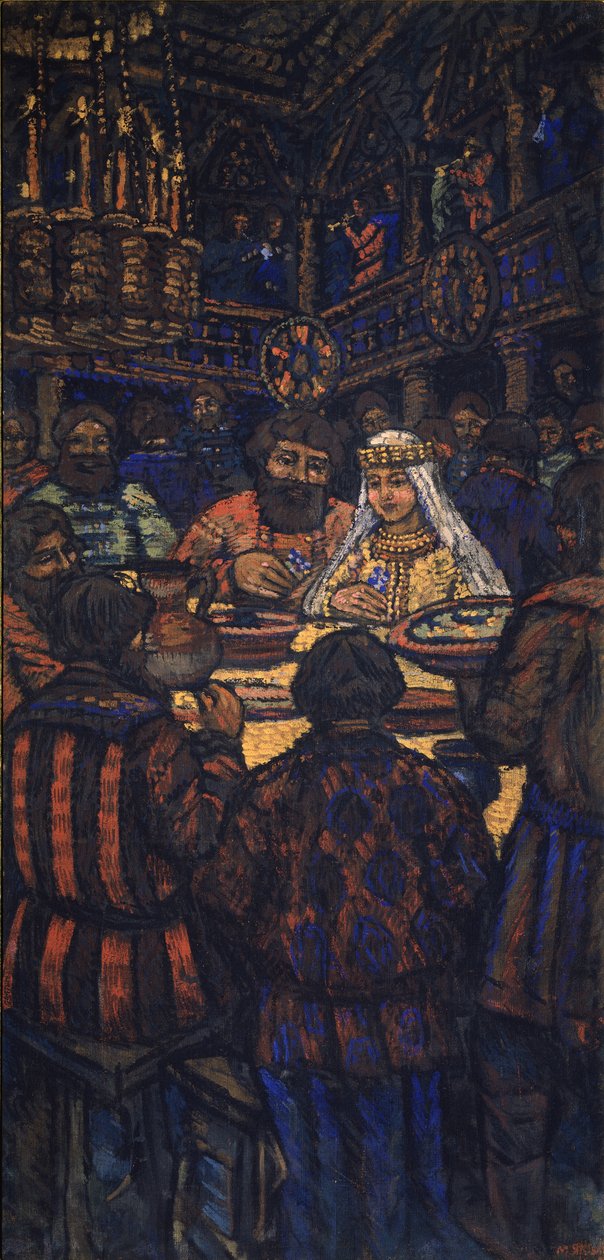 Vlagyimir I. Szvjatoszlavics Triptichon nagyherceg esküvője, központi tabló, 1920-as évek alkotó: Mikhail Nikolayevich Yakovlev