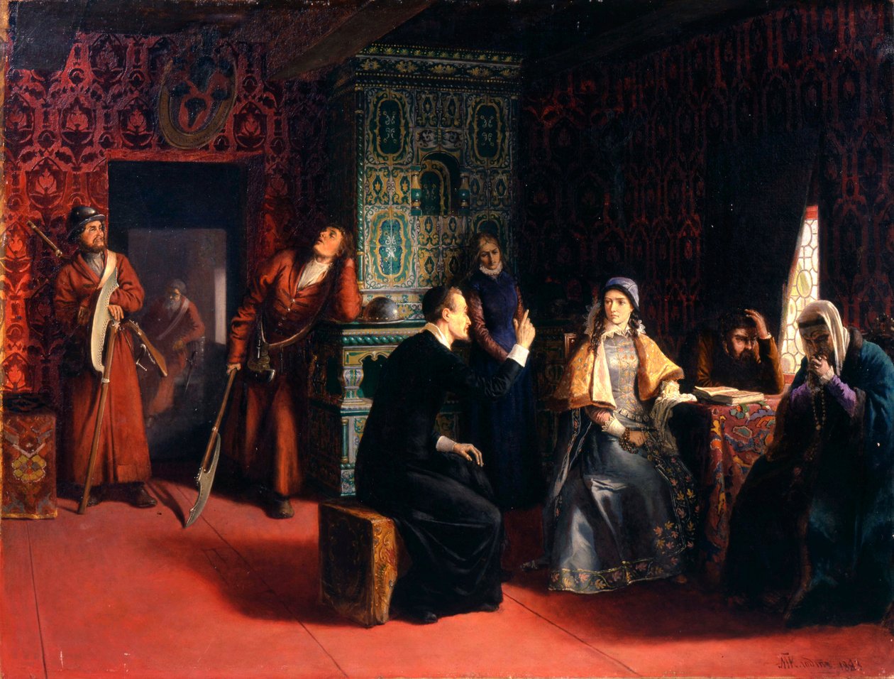 Marina Mniszech apjával letartóztatva, 1883. alkotó: Mikhail Petrovich Klodt