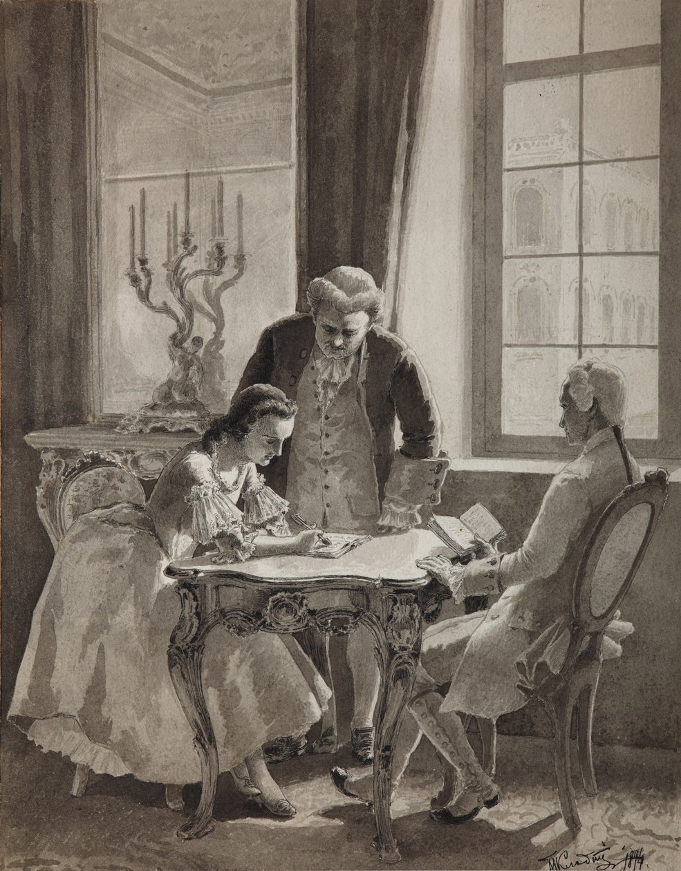 II. Katalin császárné orosz nyelvi órája, 1894 alkotó: Mikhail Petrovich Klodt Baron