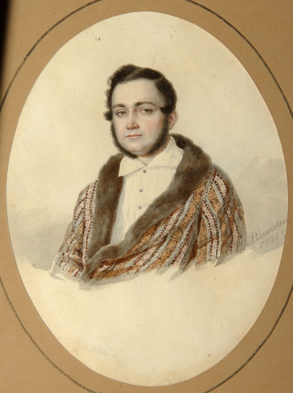 Jakov Nyikolajevics Kalinovszkij portréja 1814-1903, 1836 alkotó: Mikhail Prokopyevich Vishnevitsky