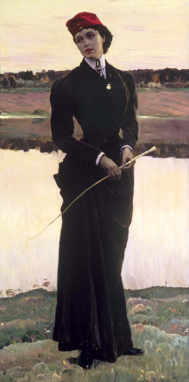Olga Neszterova portréja vagy: Lovagló nő, 1906 alkotó: Mikhail Vasilievich Nesterov