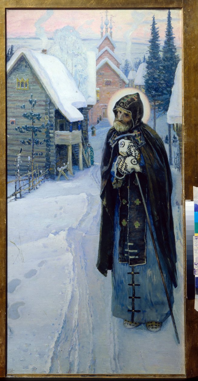 Serge de Radonege (1313-1392) - Szent Szergiusz munkái (Triptichon, jobb oldali rész) Neszterov, Mihail Vasziljevics (1862-1942) alkotó: Mikhail Vasilievich Nesterov