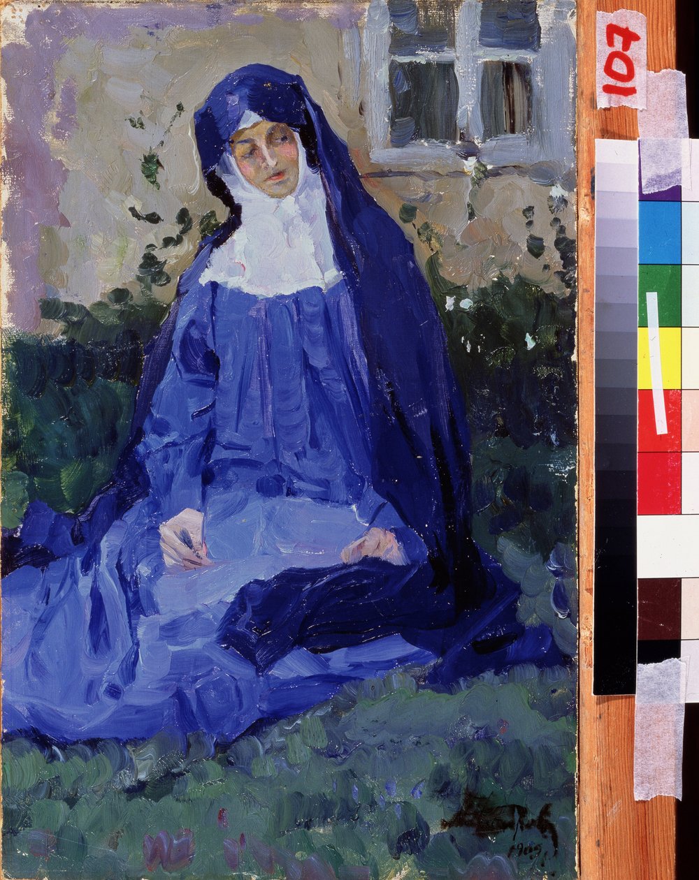 Egy apáca (A Nun). Mihail Vasziljevics Neszterov (1862-1942) munkája, olaj, karton alkotó: Mikhail Vasilievich Nesterov
