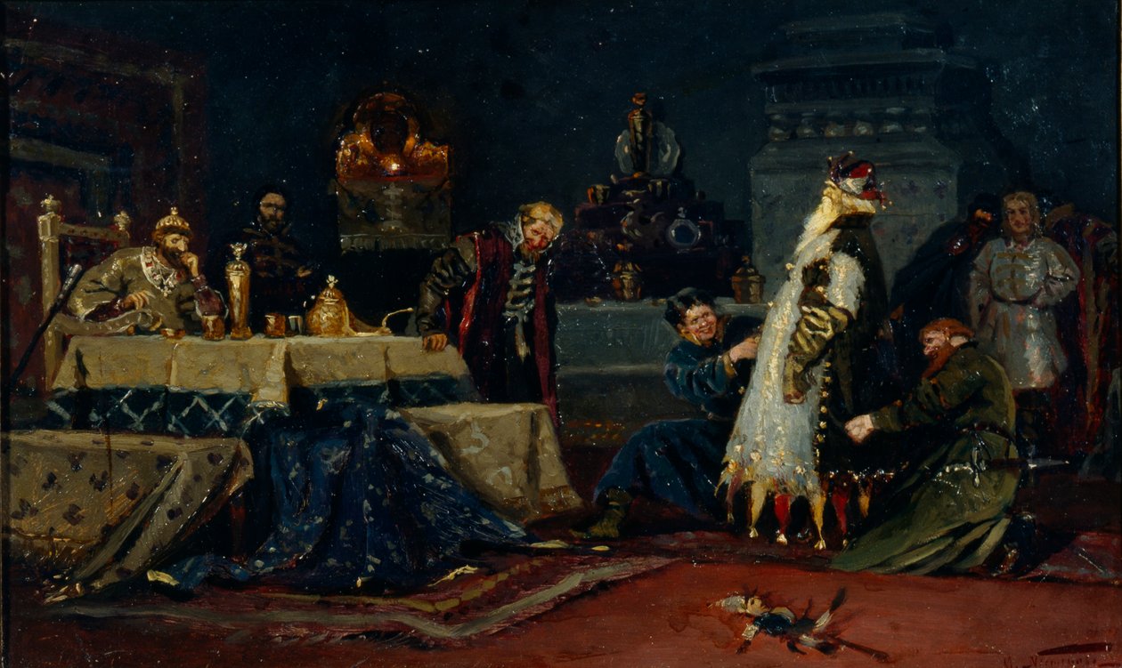 Bolondok kabát. Boyar Druzhina Andreyevich Morozov Rettegett Iván előtt, 1885 alkotó: Mikhail Vasilievich Nesterov