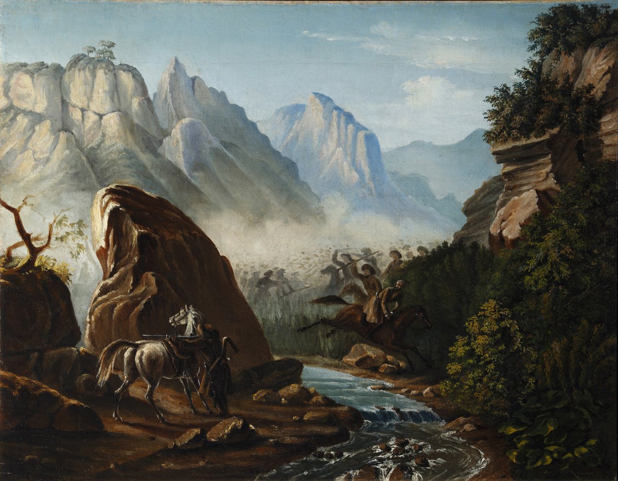 Tűzharc a dagesztáni hegyekben, 1840-1841 alkotó: Mikhail Yuryevich Lermontov