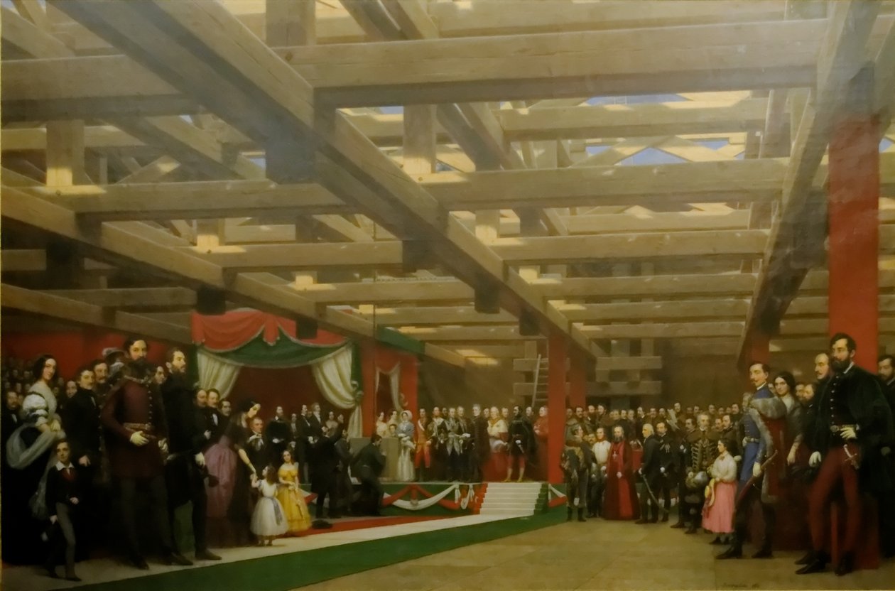 A Lánchíd alapkőletétele 1842 -ben. alkotó: Miklós Barabás