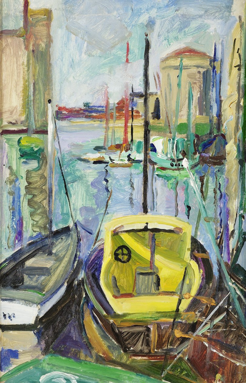 A régi kikötő, La Rochelle, 1930 körül (olaj, papír, vászonra fektetve) alkotó: Mildred Bendall