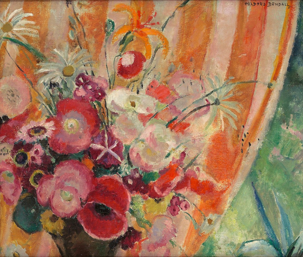 Narancssárga csíkos függöny, 1926 körül alkotó: Mildred Bendall