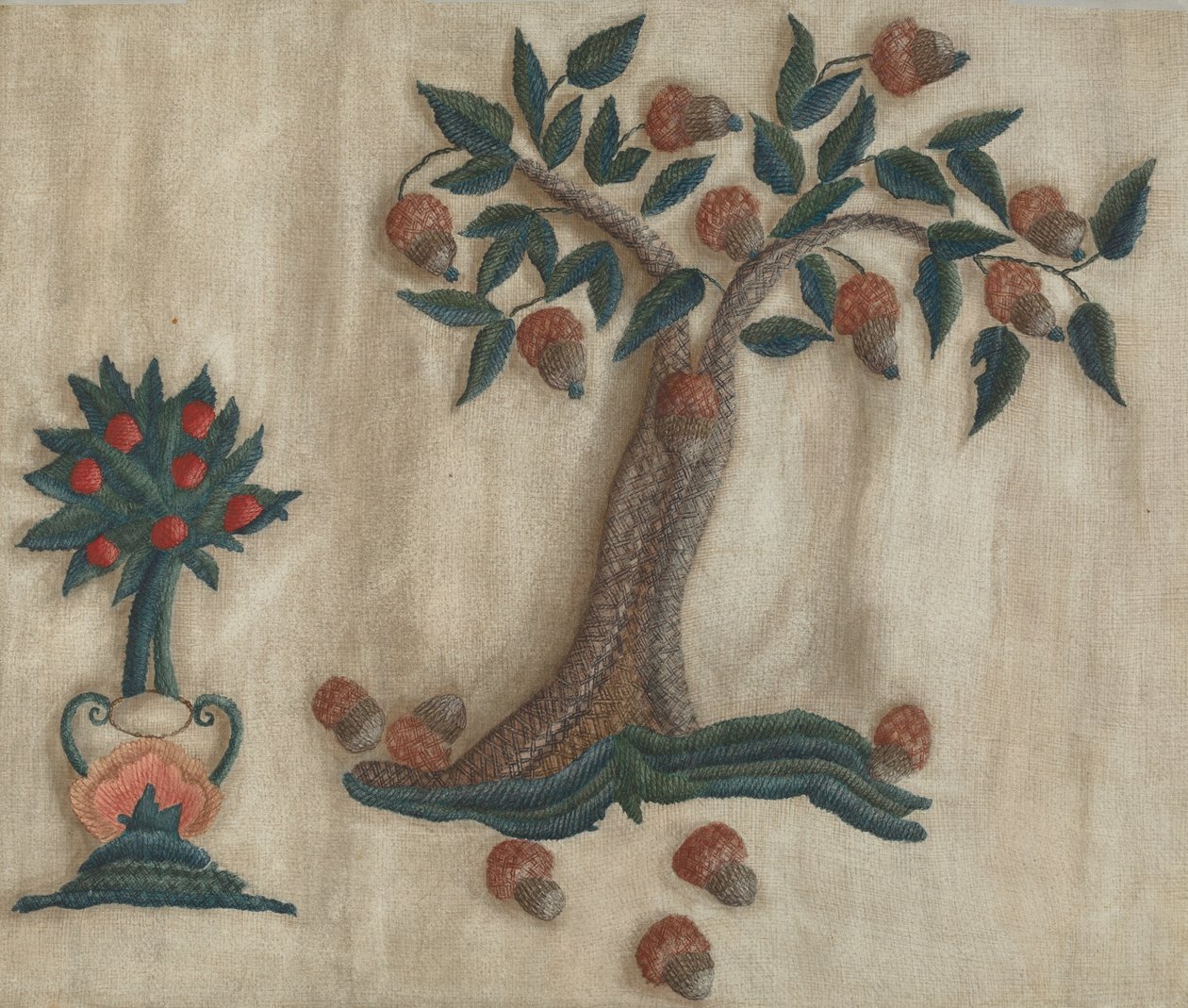Hímzett akasztós ágy alkotó: Mildred E. Bent