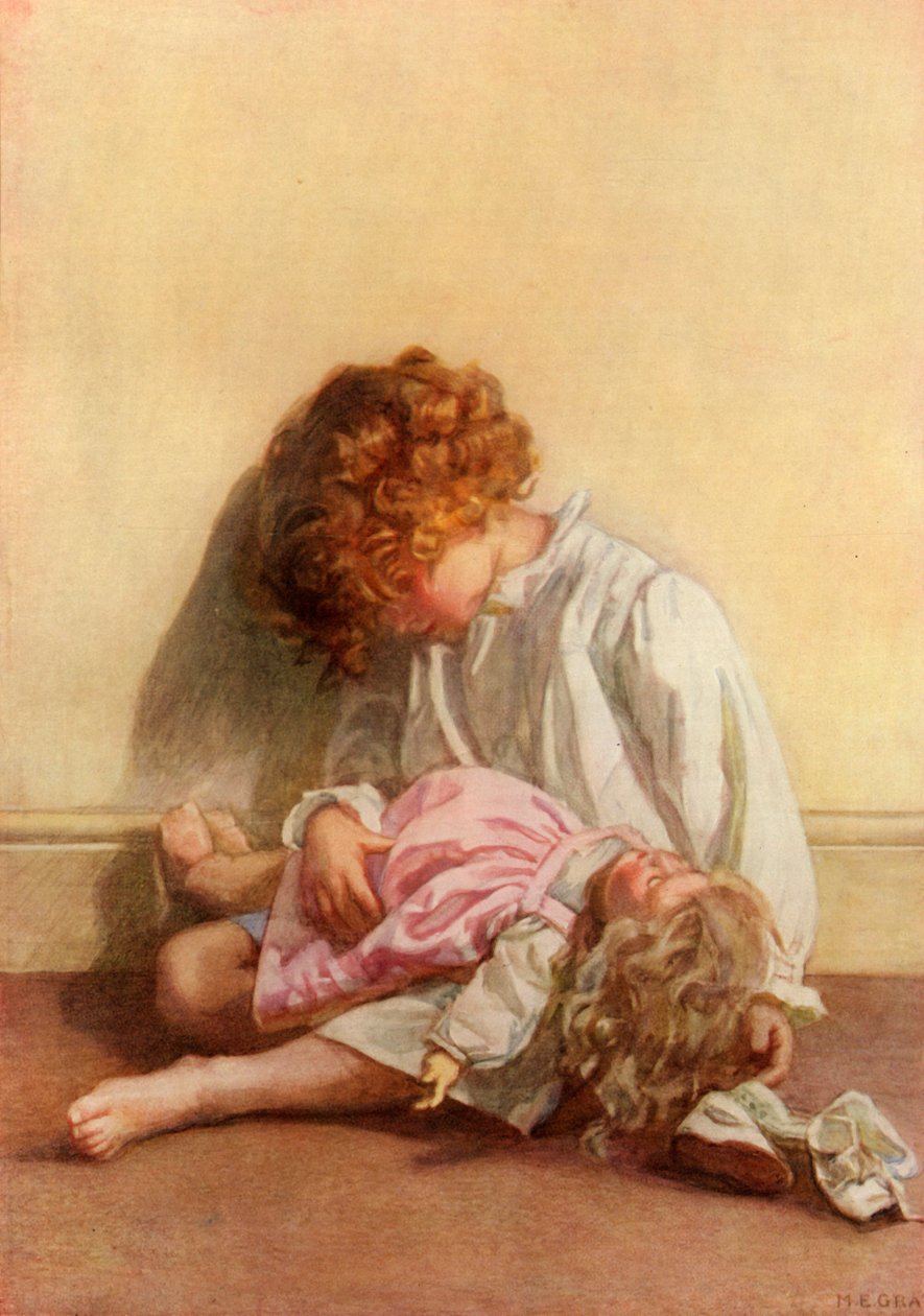 „Oktatta babáját a szépen elmenni by-byes művészetére”, 1914. alkotó: Millicent Etheldreda Gray