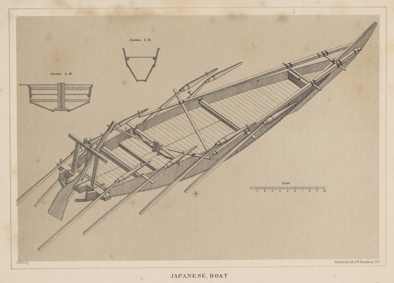 Japán hajó, 1855 alkotó: Miner Kilbourne Kellogg
