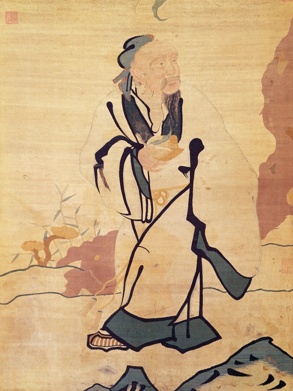Részlet egy halhatatlanról, aki barackot tart (selyem) alkotó: Ming Dynasty Chinese School