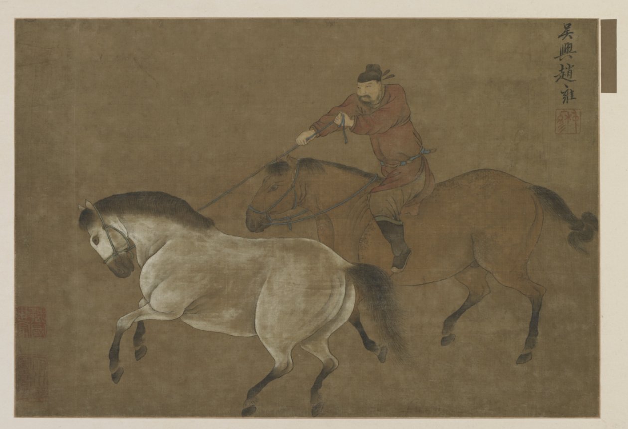 Egy lovat lasszózó lovas alkotó: Ming Dynasty Chinese School