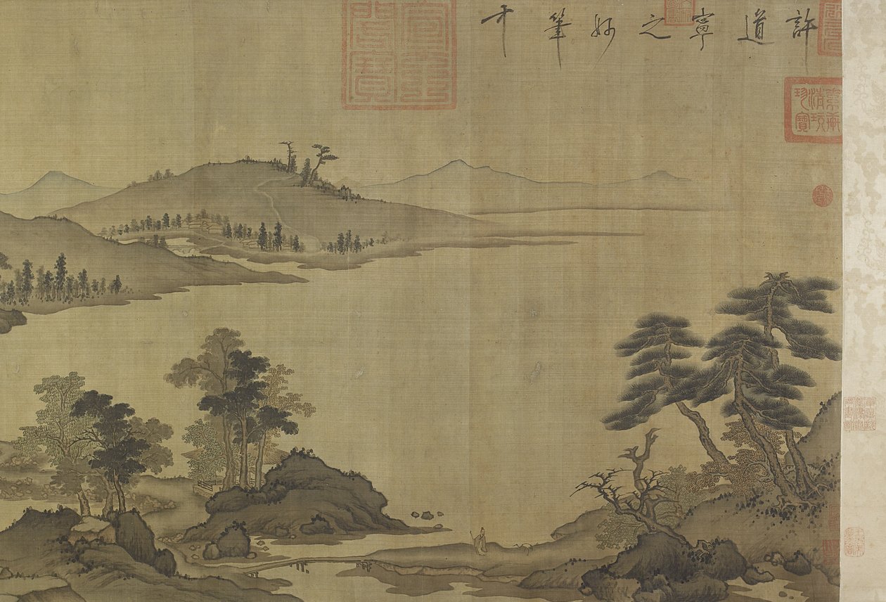 Őszi folyó az esőben és a felhőkben alkotó: Ming Dynasty Chinese School