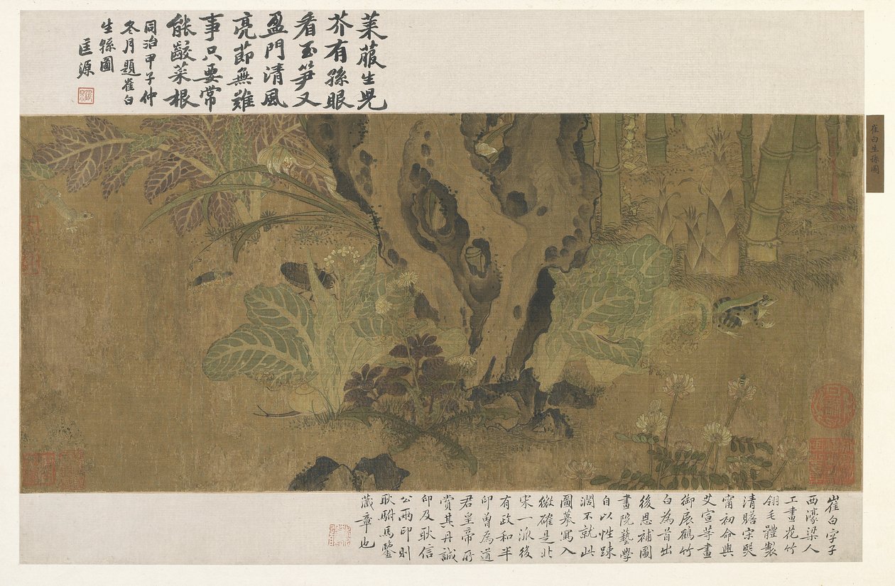 Bambusz, béka és rovarok alkotó: Ming Dynasty Chinese School