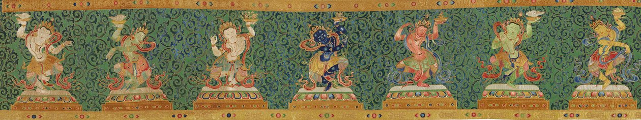Részlet a császári hímzett selyem thangkából alkotó: Ming Dynasty Chinese School
