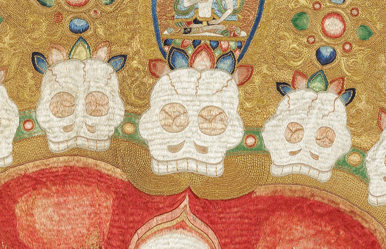 Részlet a császári hímzett selyem thangkából alkotó: Ming Dynasty Chinese School