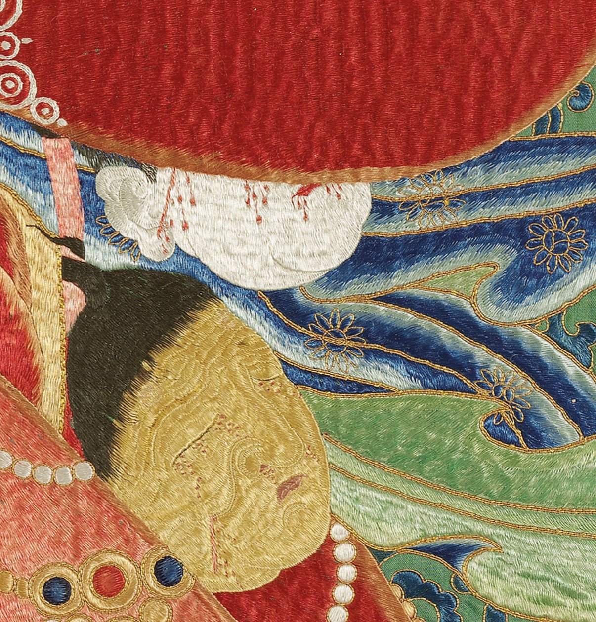 Részlet a császári hímzett selyem thangkából alkotó: Ming Dynasty Chinese School