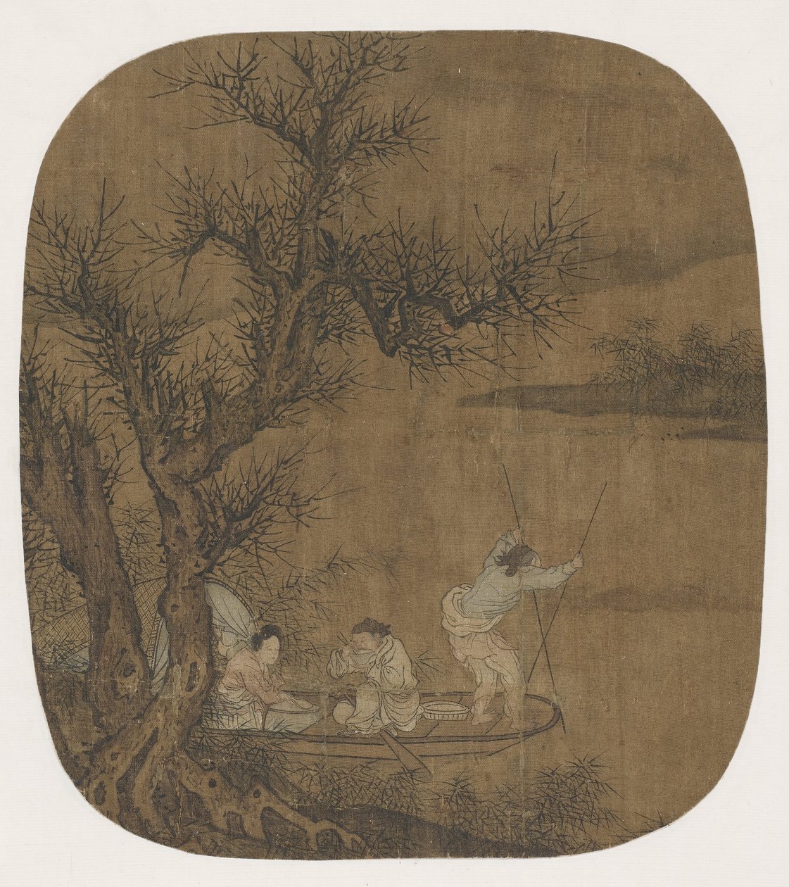 Étkezés a hajó fedélzetén, 16-17. század (tinta és szín a selyemen) alkotó: Ming Dynasty Chinese School