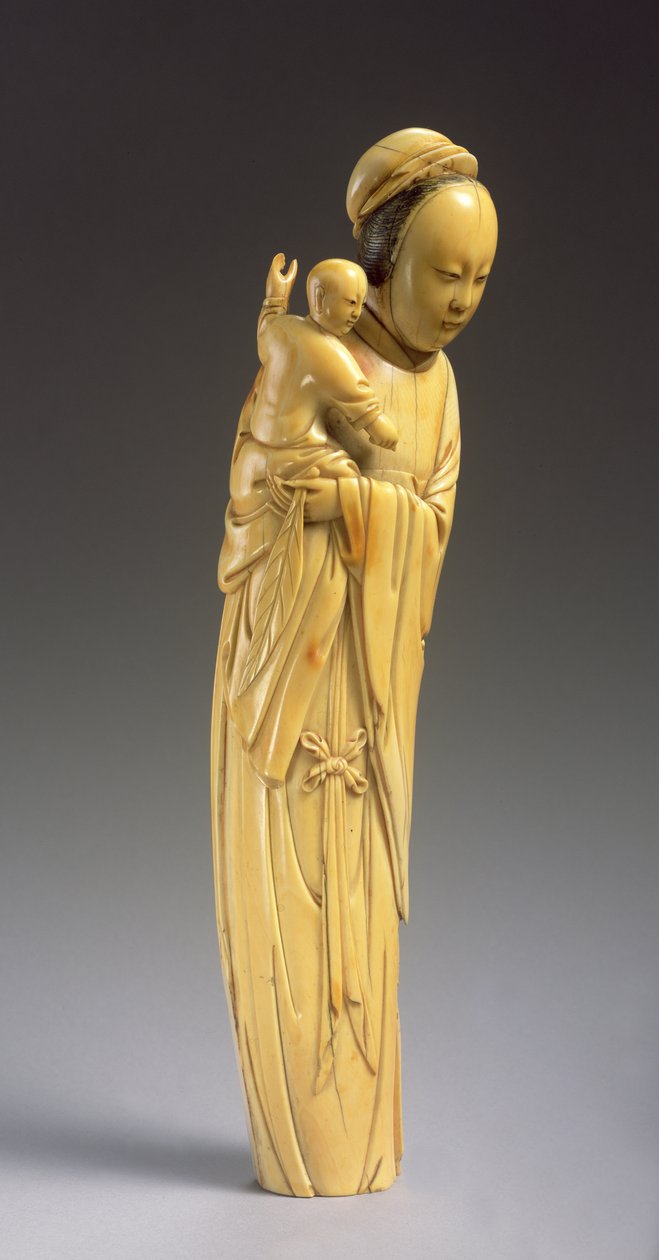 Guanyin gyermeket tartó figurája (faragott elefántcsont) (lásd még: 272122) alkotó: Ming Dynasty Chinese School