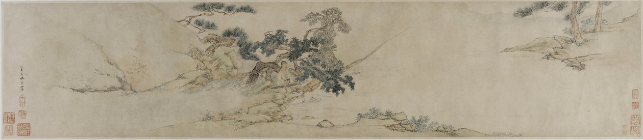 Citerán egy fenyő alatt, 16. század vége – 17. század eleje (tinta és szín a papíron) alkotó: Ming Dynasty Chinese School