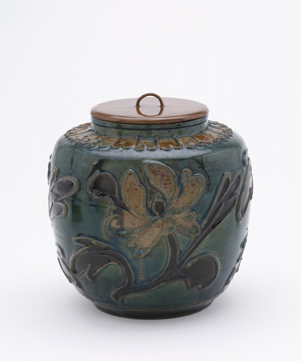 Polikróm tégely lakk tetővel (kerámia és lakkozott fa) alkotó: Ming Dynasty Chinese School