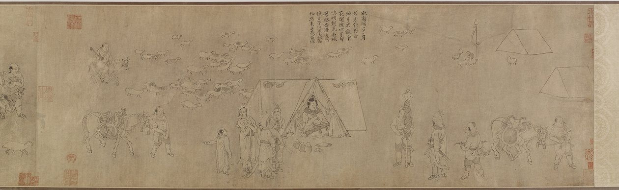 Cai Wenji fogsága, 14-15. század (tinta papíron) alkotó: Ming Dynasty Chinese School