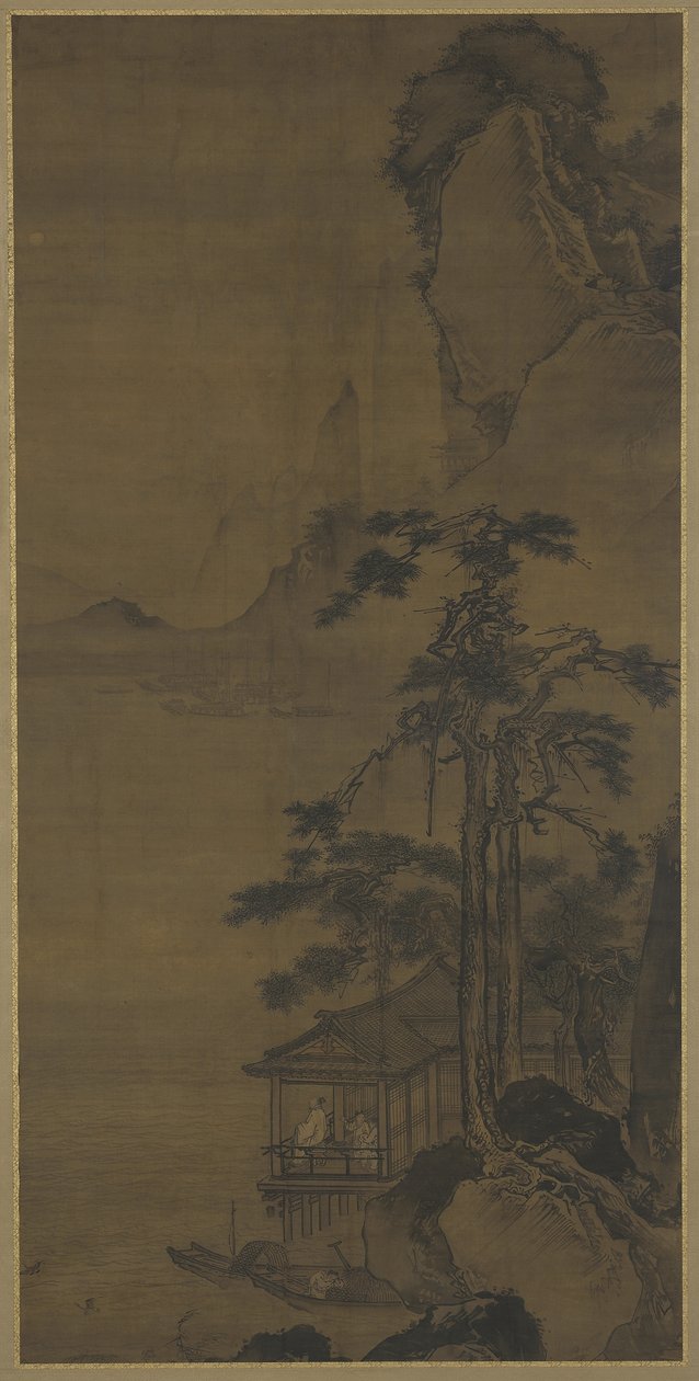 Telihold megtekintése egy vízi pavilonból, 15. század vége – 16. század eleje alkotó: Ming Dynasty Chinese School