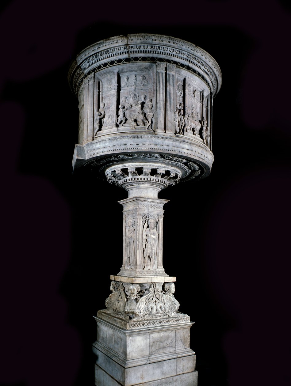 Reneszánsz művészet: Pasquino di Matteo (1425-1485) széke, Mino da Fiesole (1429-1484) és Antonio Rossellino (1427-1479) szobra (fehér márvány szószék (1469-1473) Antonio Rossellino és Mino Rossellino domborműveivel Fiesole) alkotó: Mino da Fiesole